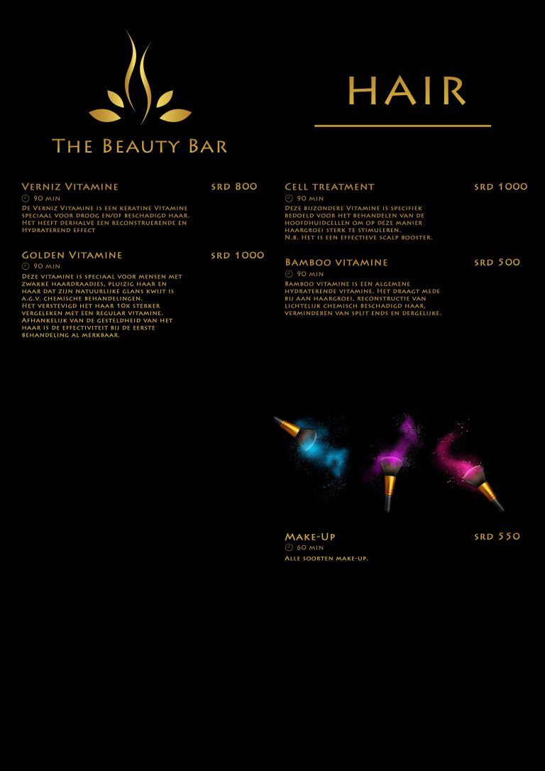 Prijslijst The Beautybar